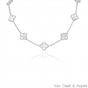Van Cleef & Arpels White Gold Mother of Pearl Vintage Alhambra Necklace VCARF48500